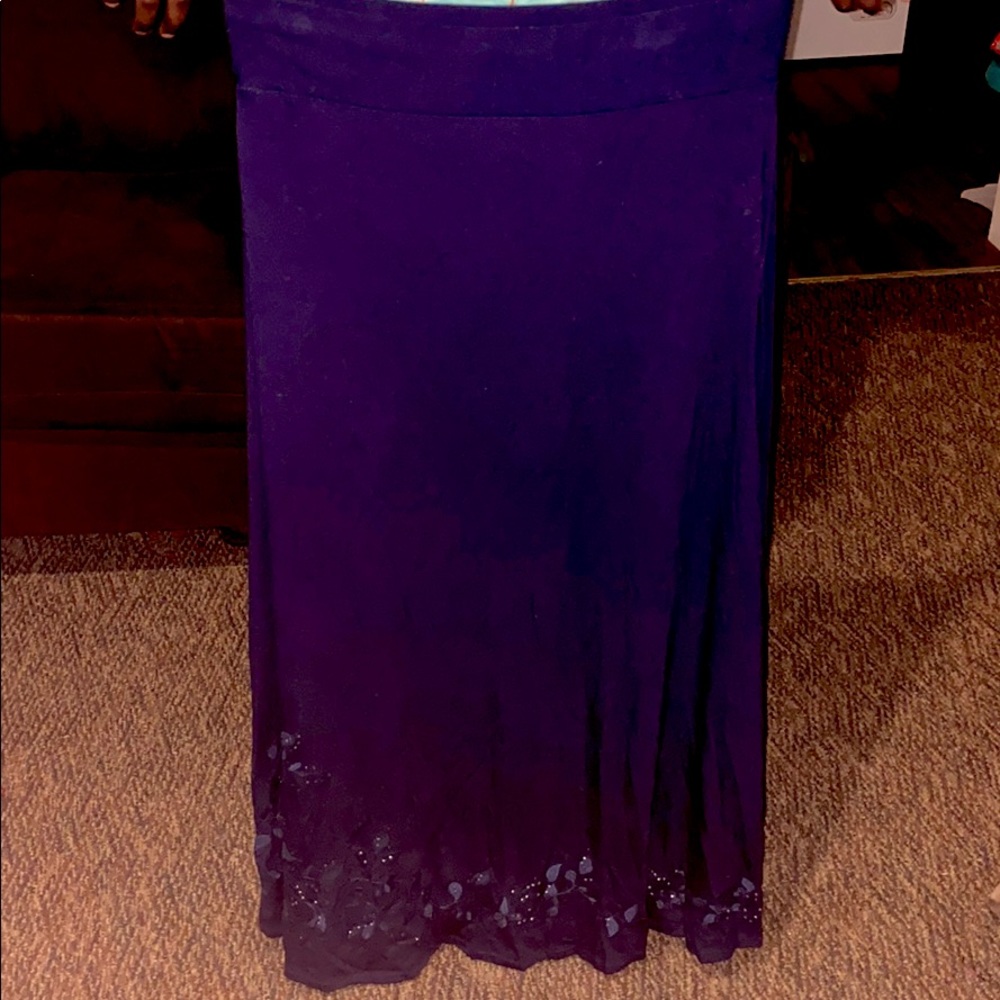 Royal blue long bottom beaded skirt